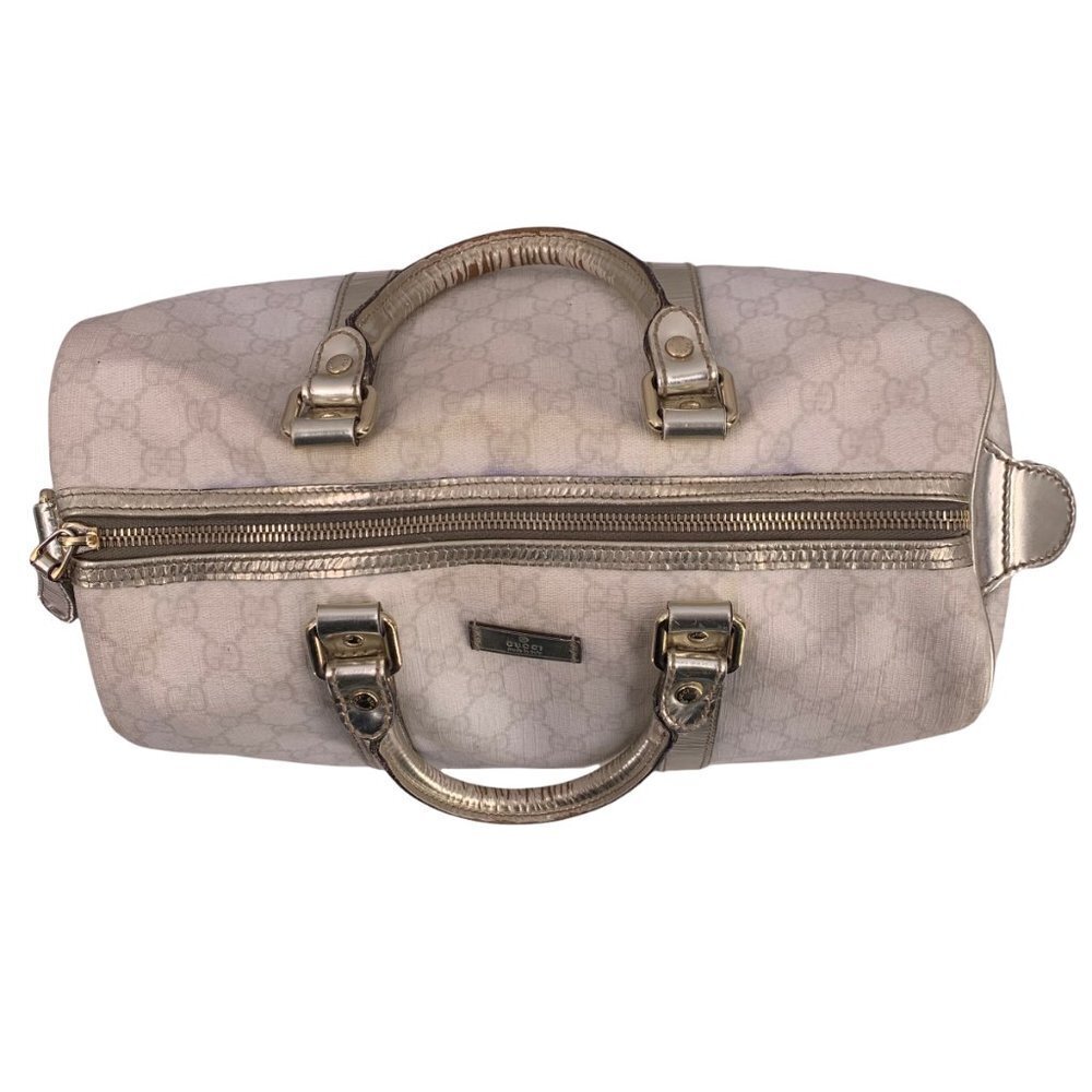 Authentic Vintage GUCCI Joy Boston Ivory & Gold GG Coated Canvas Medium Satchel - Picture 3 of 15